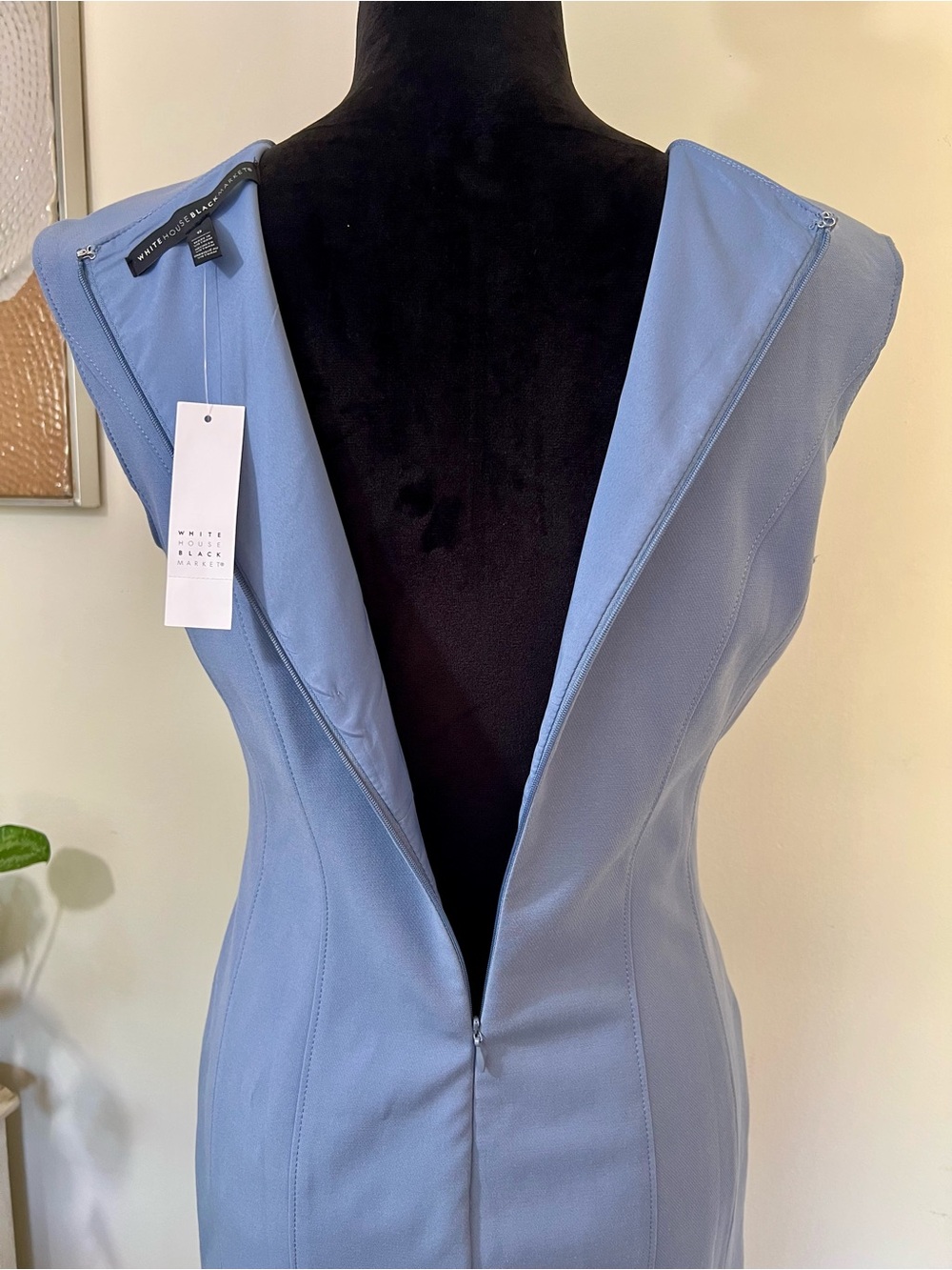 White House Black Market Denim Blue Sleeveless Sheath Princess Dress NWT Size 6 - Picture 6 of 7